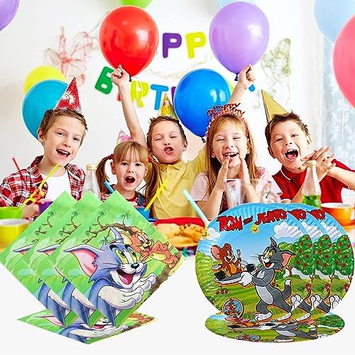 Tom Party Supplies 40pck include 20 plates, 20 napkins for the birthday Tom-Jerrys party decoration - Image 3