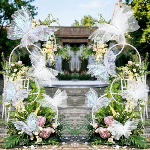 10 Pcs 24'' 20'' 12'' Large Laser White Pearl Butterfly Decoration 3 Sizes - Image 5