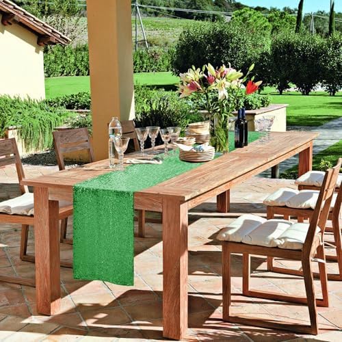 10 Packs 12 x 72 inches Grass Green Sequin Table Runner - Image 7