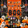 UJoyant 101 Pcs ​Halloween Party Decorations, Halloween Party Supplies - Ghost and Bat Pumpkin Banner, Multi Balloons, Photo Booth Props, Candy Gift Bags, Spider Wed by UJoyant
