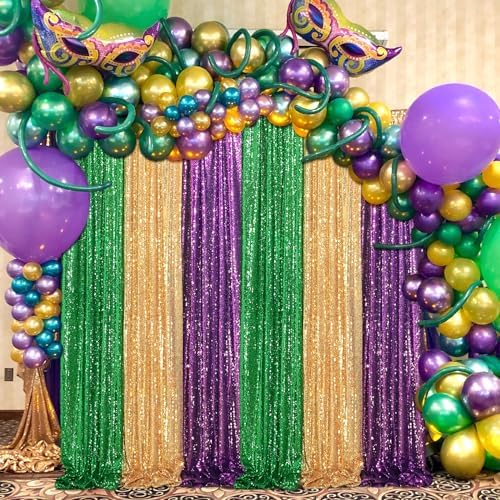 Purple Sequin Backdrop 2 Pieces 2ftx8ft Wedding Glitter Curtain Backdrop Arch Fabric Drapes for Baby Shower Birthday Party Decoration - Image 5