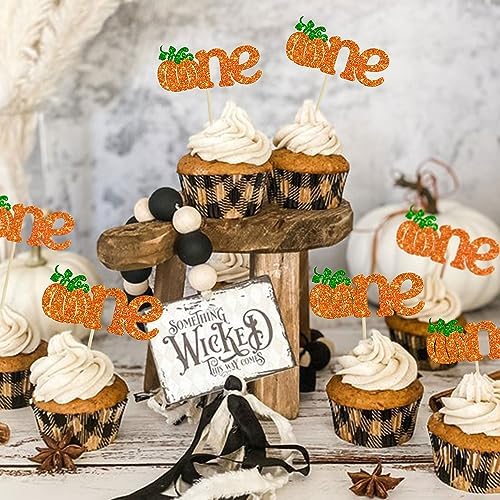 24Pcs Pumpkin One Cupcake Toppers Glitter Fall Theme 1st Birthday Cupcake Picks Pumpkin Themed Baby Shower First Birthday Thanksgiving Party Cake Decorations Supplies - Image 7