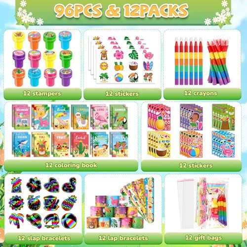 BenLouis 96Pcs Hawaiian Luau Coloring Set for Kids Party Favors - Image 2