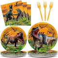 gisgfim 96Pcs Dinosaurs Party Supplies Paper Plates Napkins by gisgfim