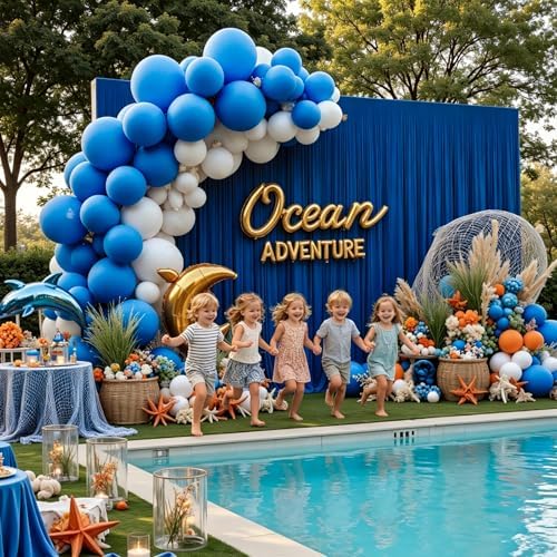 Royal Blue Backdrop Curtain - 10x10FT Back Drop Curtains for Parties Wrinkle-Free Soft Polyester Backdrop Wedding Decoration Photoground Backdrop Stain-Resistant for Back Drop Stand, 2 Panels - Image 5