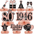 9Pcs 80th Birthday Decorations Honeycomb Centerpieces for Women, Rose Gold Happy 80th Birthday Centerpieces Tables Toppers Party Decorations Supplies, Vintage 1946 Aged Table Sign Decor by MOORAY