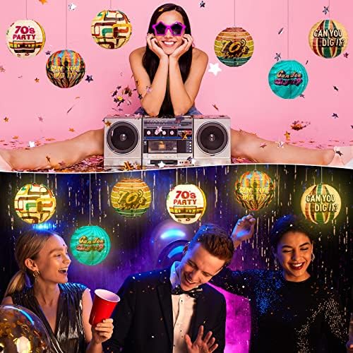 Panelee 12 Pcs 70's Retro Paper Lanterns Party Decorations 8 Inch Hanging Round Paper Party Decorations for Holiday Indoor Outdoor Supplies - Image 5