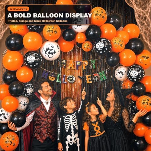 UJoyant 101 Pcs ​Halloween Party Decorations, Halloween Party Supplies - Ghost and Bat Pumpkin Banner, Multi Balloons, Photo Booth Props, Candy Gift Bags, Spider Wed - Image 5