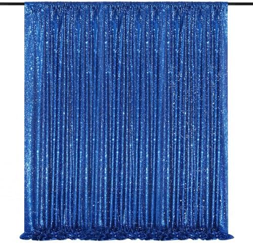 Royal Blue Sequin Backdrop Glitter Curtain for Party: 10ftx10ft by QueenDream