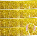 Laser Gold Party Decorations Birthday Streamers 4Pack - 48FT Tinsel Garland Self Adhesive - Metallic Gold Birthday Decorations Party Supplies - Heavy Duty Fringe Banner Parade Float Decorations by YUKL