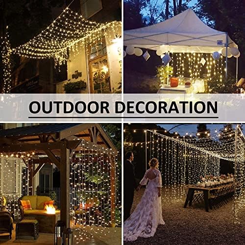 Solhice LED Curtain Lights Outdoor 50ft x10ft, 1000 LED Plug in Hanging String Lights Indoor Bedroom, Twinkle Light Backdrop for Outside Wedding Decor, Warm White (Not Connectable) - Image 4