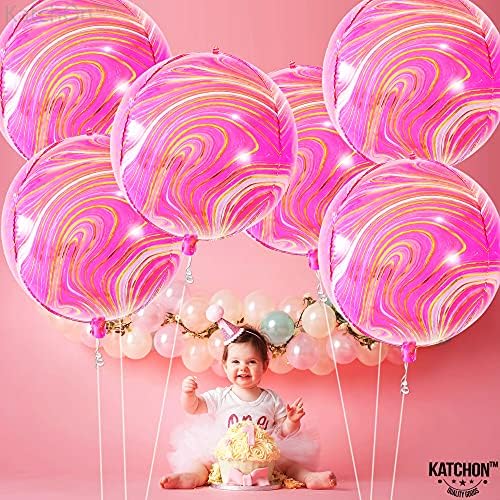 KatchOn Big 22 Inch Pink Marble Balloons - Pack of 6, Birthday Decorations - Image 4