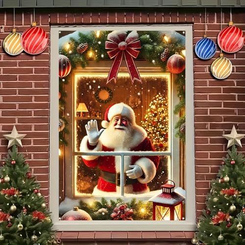 BlissYard Waving Santa Claus Christmas Window Banner 31x47 - Image 4