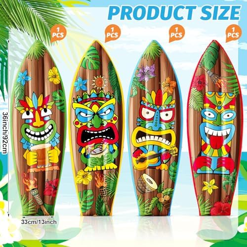 JellyArch 4 Pcs Tiki Inflatable Surf Board 36 Inch Tiki Party Decorations - Image 4