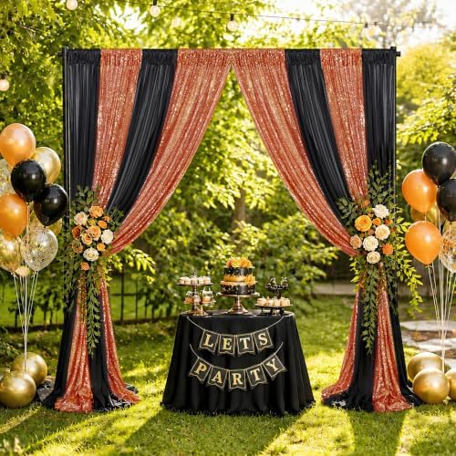 Green Backdrop Curtains,6 Panels 2FTx8FT Curtain Backdrop for Party - Image 4