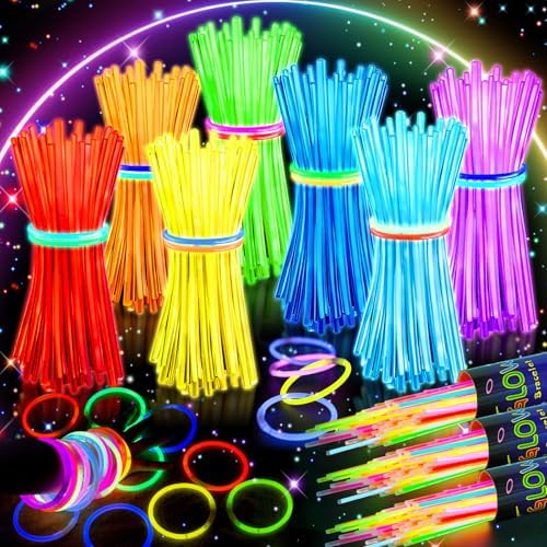 HONLYNE 300 Pack Glow Sticks Party Favors Bulk, 8" Glow in the Dark Party Supplies, Party Favors for Kids 8-12, Neon Glow Stick Bracelets & Necklaces for Raves, Halloween, Christmas, Birthdays by GlowPartySupplies