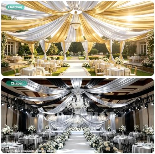 50ftx40ft Silver Ceiling Curtain for Wedding Parties - Image 7