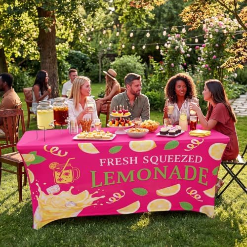 Frienda 2 Pcs Lemonade Stand Supplies 6ft Lemonade Stand Stretch Tablecloth - Image 4