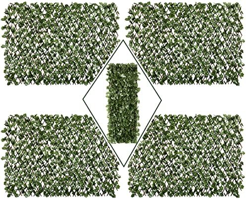 DOEWORKS Expandable Faux Ivy Trellis Fence, Patio Privacy Screen, 4 Pack by DOEWORKS