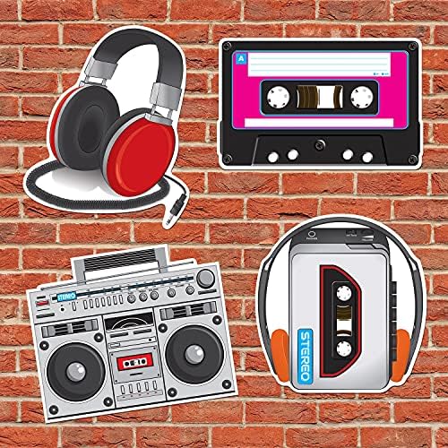 Beistle 4 Piece Paper I Love The 80’s Cassette Player Cut Outs Retro 1980’s Party Supplies Music Theme Wall Decorations, 12" - 14", Multicolored - Image 4