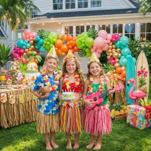 Flamingo Hawaiian Tropical Balloon Garland Arch Kit,161 Pcs Fruit Green and Hot Pink Aqua Blue Orange Gold Balloons for Hawaii Summer Beach Pool Luau Birthday Baby Shower Party Decorations - Image 6