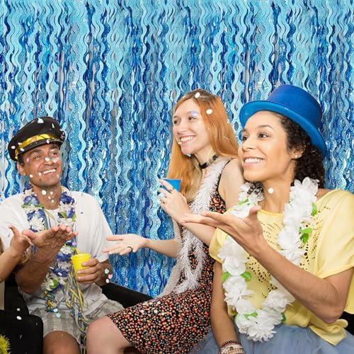 Tinsel Foil Fringe Curtains Wavy Backdrop for Parties Sparkle Metallic Wavy Foil Fringe Backdrop Curtain for Party Decorations Photo Booth Props for Birthday Graduation Wedding - Image 6