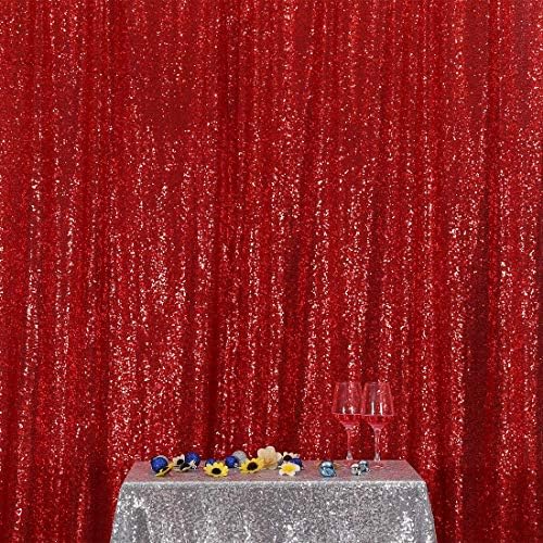 Poise3EHome Red Sequin Backdrop, 20Ft x 10Ft Glitter Photography Background Curtains for Party Baby Shower Wedding Birthday Christmas Thanksgiving Halloween Decoration - Image 2