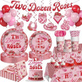 217PCS Two Dozen Roses 2nd Birthday Theme Party Supplies, Serves 25 by Yingoto