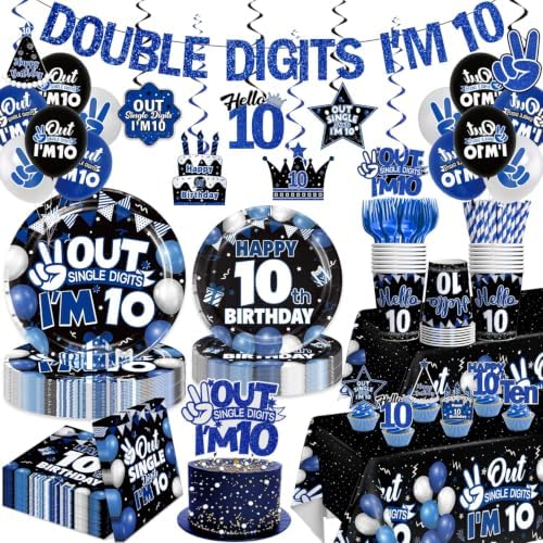 197pcs 10th Birthday Decorations for Boys, Serves 25 by Yingoto