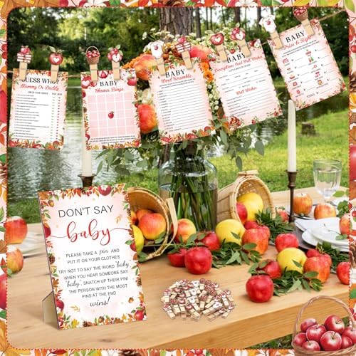 Patelai 321 Pcs Baby Shower Games Supplies, Apple of Our Eye - Image 2