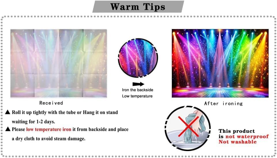 8x6ft Fabric Disco Rainbow Stage 70s 80s 90s Backdrop Vintage Lights Photography Background Rock Music Club Neon Glow Party Decorations Photo Banner 312 - Image 7