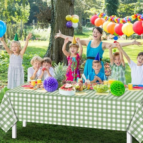 12Pack Sage Green Plastic Checkered Tablecloth, Premium Decorative Disposable Sage Green Gingham Plaid Table Cloths for Parties, Rectangle Party Table Cover for Picnic Birthday Wedding, 54x108 Inch - Image 6