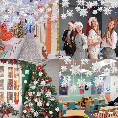 24PCS Hanging Snowflake Decorations Winter Wonderland Party Supplies - Image 6
