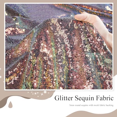 SoarDream Black Gold Sequin Backdrop 6 Pcs 2ftx8ft Sparkly Glitter Birthday Party Cake Table Background Draping Fabric - Image 6