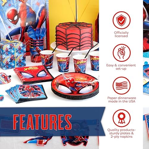 Spiderman Birthday Decorations Party Supplies - Complete Tableware Set - Image 3