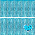 10 Pack Teal Blue Backdrop Curtain 3.2ft x 8.2ft Metallic Tinsel Foil Fringe Curtains Photo Booth Background for Birthday Party Decoration Baby Shower Engagement Wedding Christmas Decoration by Ohiyoo