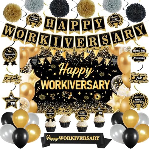 DARUNAXY Happy Workiversary Party Decorations for Men Women(31PC) by DARUNAXY
