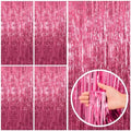 BOMSI 5 Pack Pink Tinsel Curtain Party Backdrop Foil Fringe Birthday Photo Booth Streamer Backdrop Theme Decorations by BOMSI