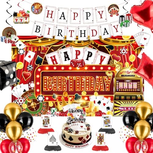 28 Pcs Casino Birthday Party Decorations Las Vegas Casino Theme Party Decor by Bafeil