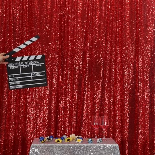 Poise3EHome Red Sequin Backdrop,5FT x 7FT Glitter Photography Background for Party Decoration - Image 4