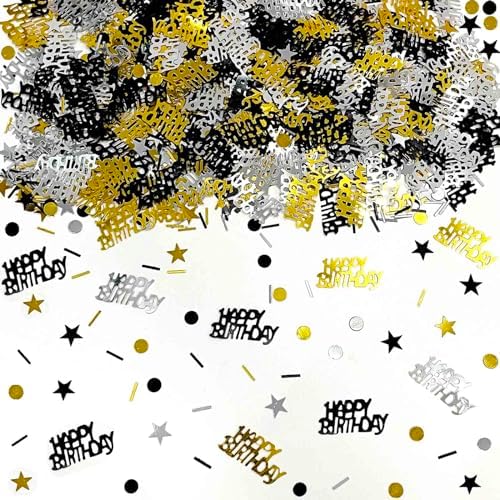 Black Gold Birthday Confetti Star Circles Shape Table Scatters Confetti for Birthday Decorations Party Supplies Sets by Unknown