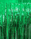 GOER 3.2 ft x 9.8 ft Metallic Tinsel Foil Fringe Curtains Party Photo Backdrop Party Streamers for St. Patrick's Day,Graduation,New Year Eve Decorations Christmas Wedding Decor (Green,5 Packs) by GOER