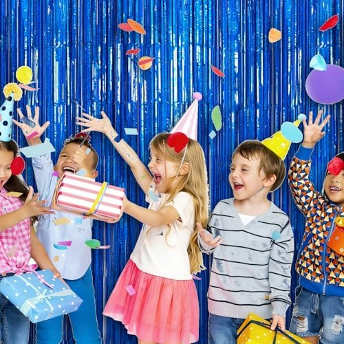 5 Pack 3.28ft x 6.56ft Glitter Blue Tinsel Foil Fringe Curtains, Photo Booth Backdrop Party Decorations for Birthday Wedding Baby Shower Graduation Bachelorette New Years - Image 6