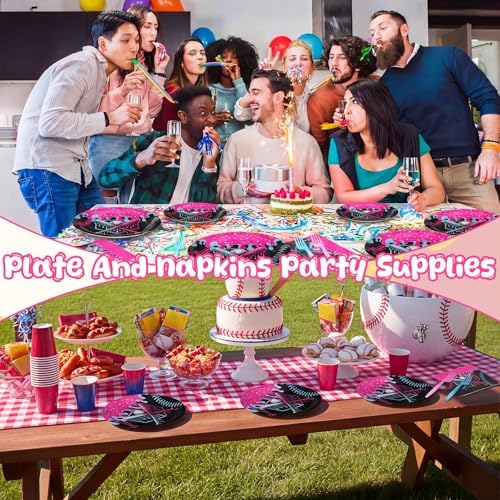 Hushee 96 Pcs Baseball Ice Cream Drip Plates Napkin Party Decoration, Black - Image 4