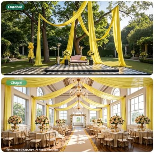 20ftx40ft Yellow Ceiling Curtain for Wedding Parties - Image 5