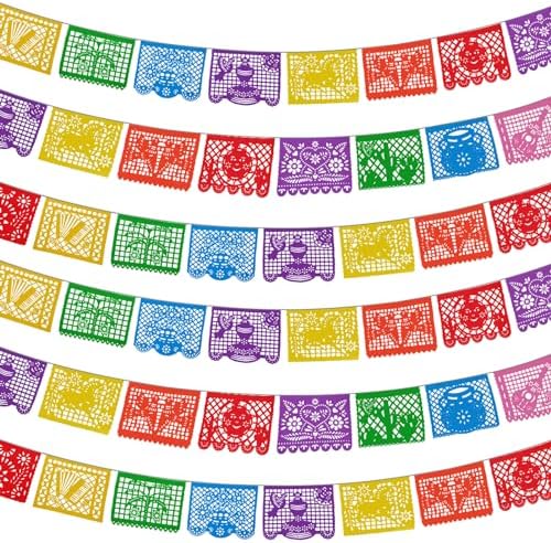 6 Packs 108 Ft Fiesta Party Decorations Mexican Party Banners Papel Picado Banners Cinco De Mayo Decorations Dia De Los Muertos Decor Mexico Halloween Banner Birthday Party Decorations (6pack Banners) (6 Packs Banner) by Unknown