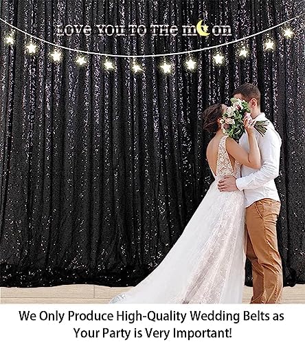 ShinyBeauty Black Sequin Backdrop - 8x10FT Photo Booth Background Fabric for Wedding, Birthday Party - Image 2