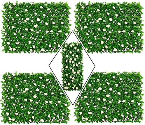 DOEWORKS Expandable Faux Ivy Trellis Fence, Patio Privacy Screen, 4 Pack by DOEWORKS