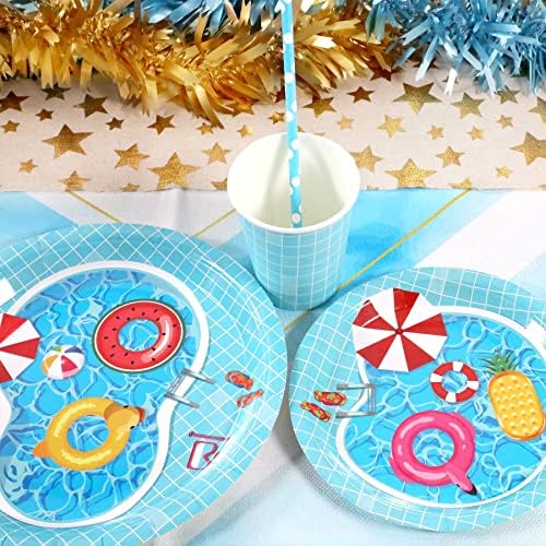 Recheel Pool Party Decorations Plates Set, Summer Pool Party Supplies - Image 3