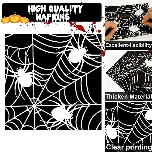 50 Guests Halloween Spider Web Plates and Napkins Party Supplies Spiderweb Party Decorations Disposable Tableware Black and White Halloween Dinnerware Favor for Get Together Celebration, 200PCS - Image 3